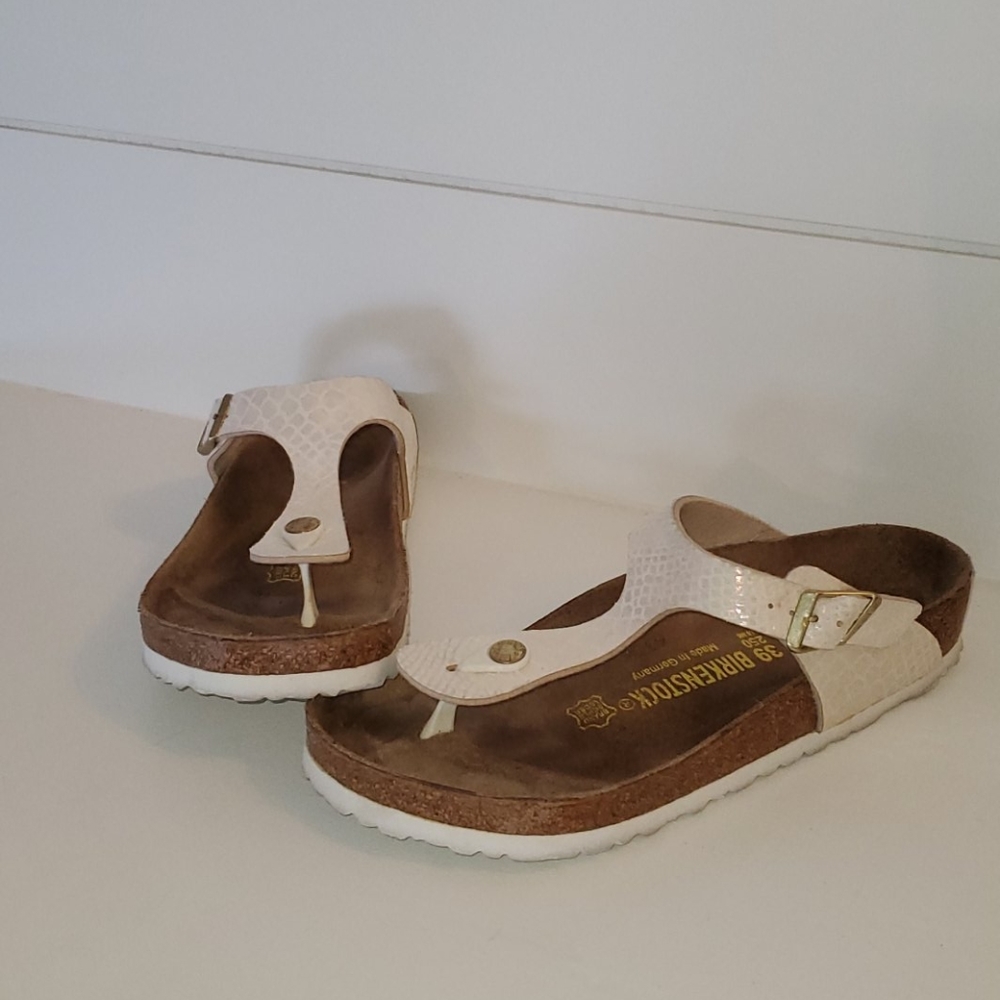 Birkenstock Gizeh 39 White Snake Leather